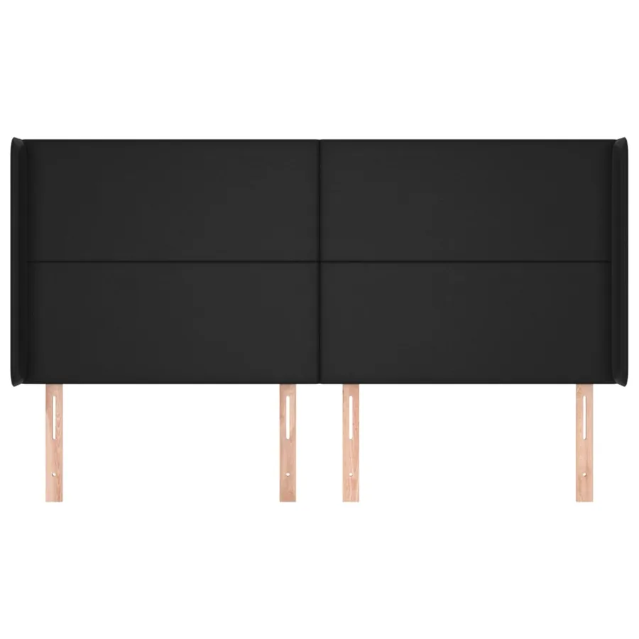 Tête de lit avec oreilles Noir 203x16x118/128 cm Similicuir - 3