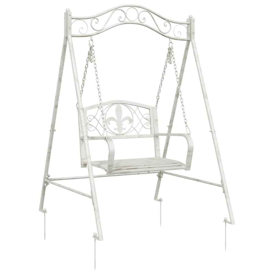 Banc Balançoire Acier 113 x 121,5 x 168 cm Blanc antique - 2
