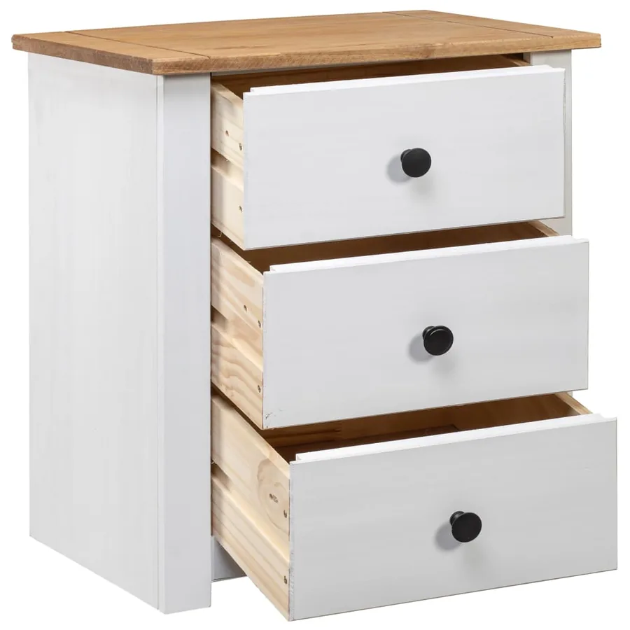 Table de chevet Blanc 46x40x57 cm Pin Gamme Panama - 2
