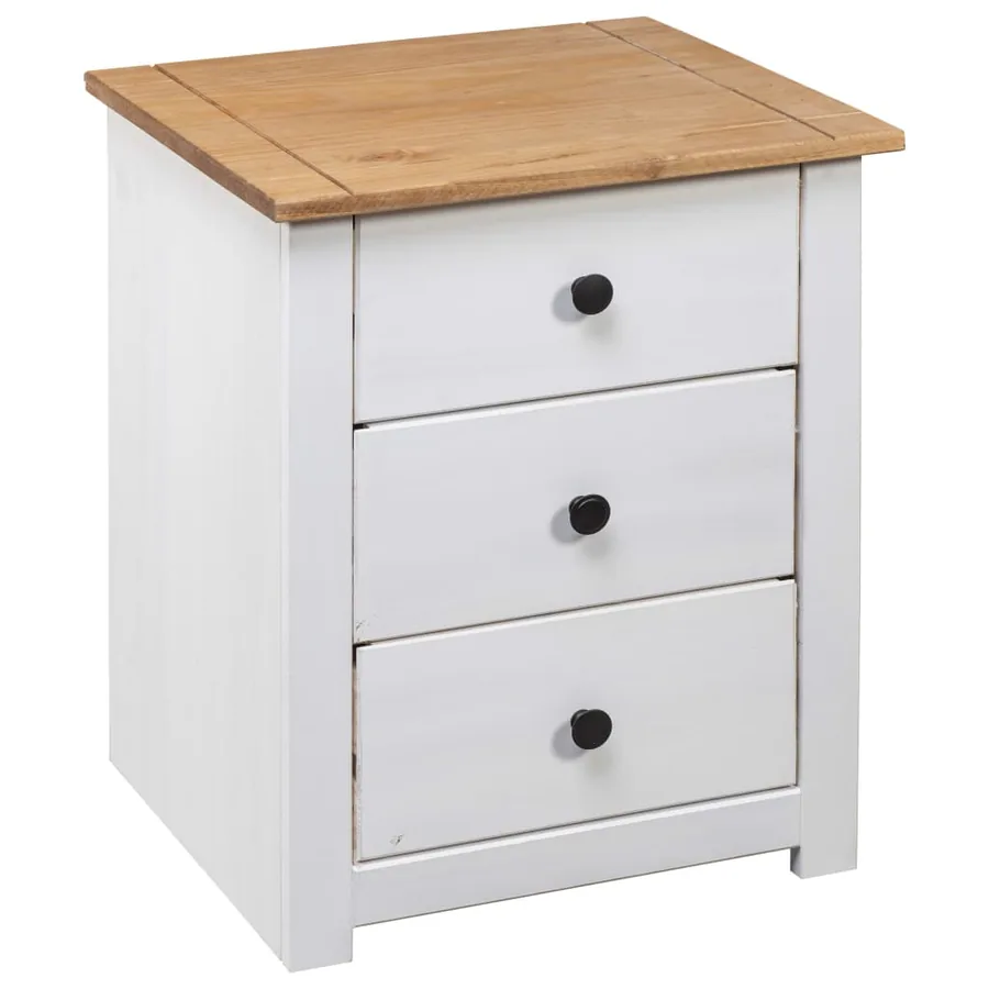 Table de chevet Blanc 46x40x57 cm Pin Gamme Panama - 4