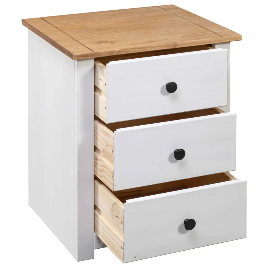 Table de chevet Blanc 46x40x57 cm Pin Gamme Panama - 5