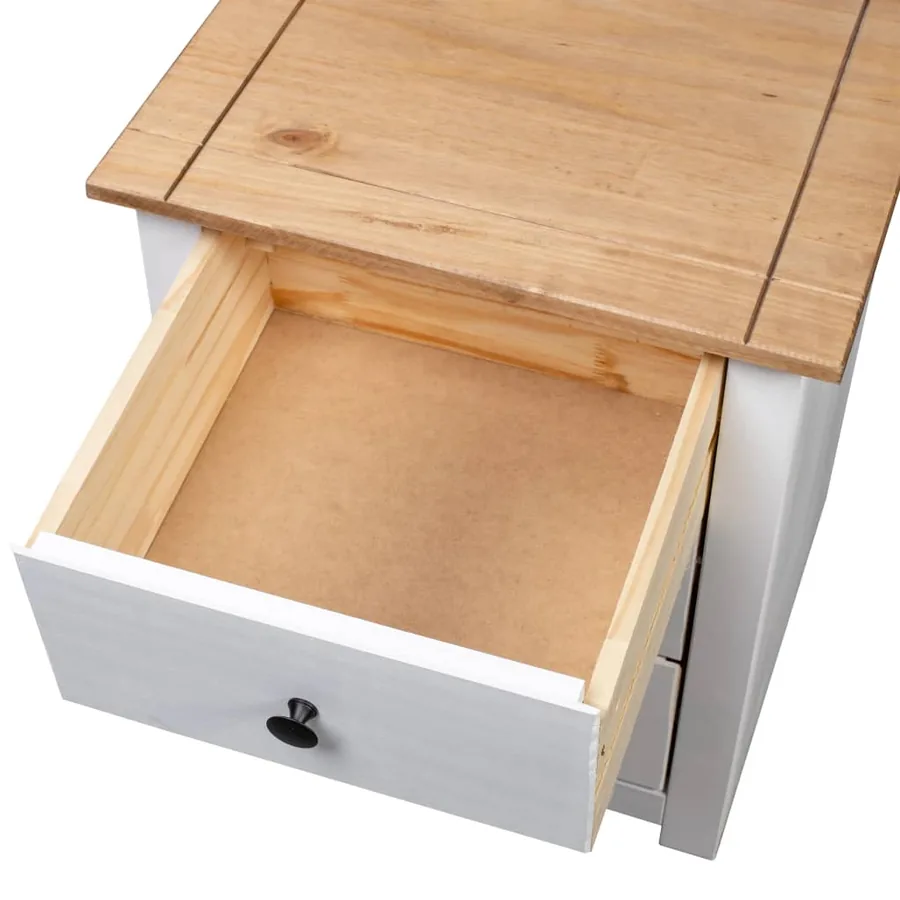 Table de chevet Blanc 46x40x57 cm Pin Gamme Panama - 7