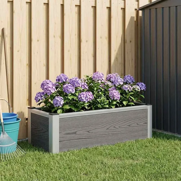 Jardinière surélevée Gris 75 x 30 x 22 cm WPC et Aluminium