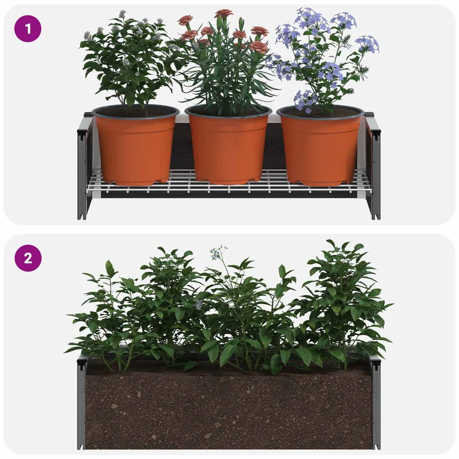Jardinière surélevée Gris 75 x 30 x 22 cm WPC et Aluminium - 9