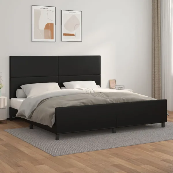 Cadre de lit sans matelas noir 200x200 cm similicuir