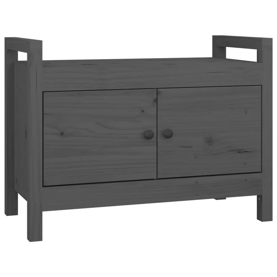 Banc d'entrée Gris 80x40x60 cm Bois de pin massif - 2