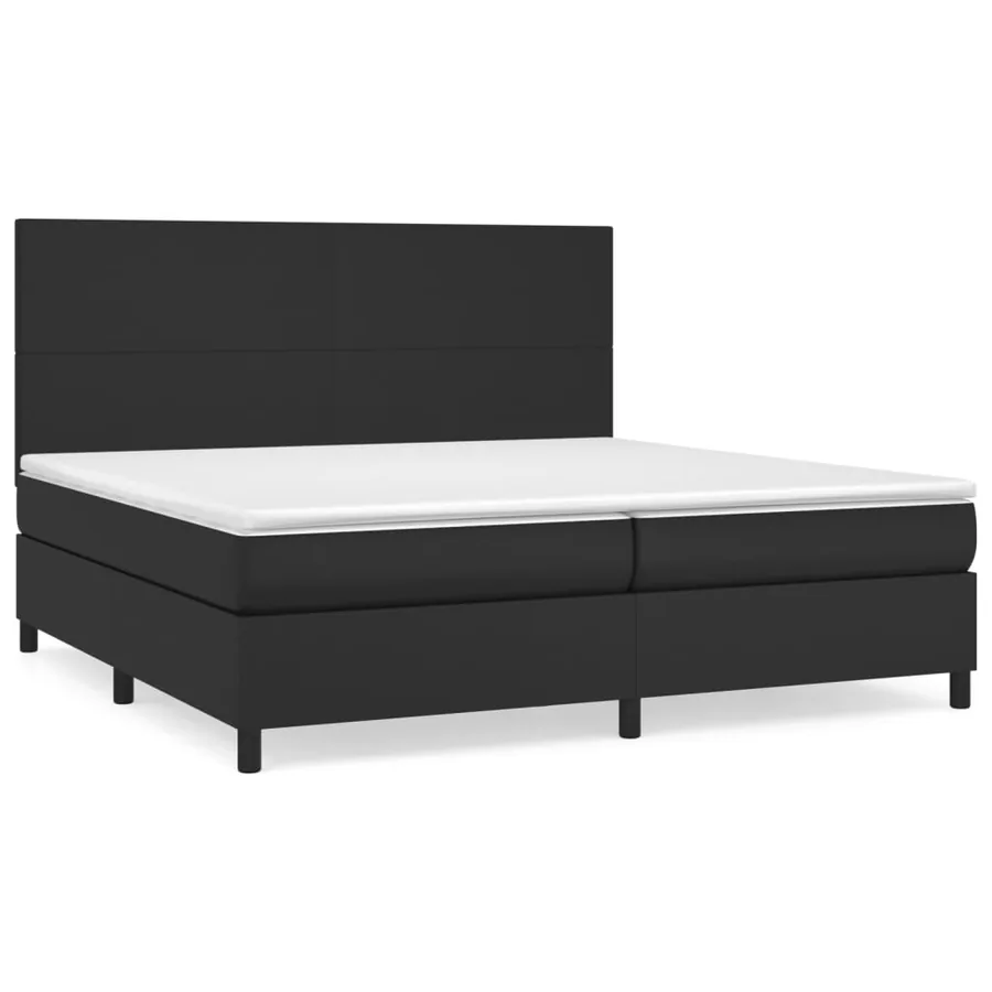 Sommier à lattes de lit avec matelas Noir 200x200 cm Similicuir - 2