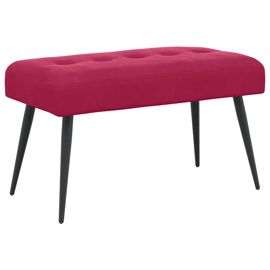Banc avec capitonnage bouton Bordeaux 80 x 40 x 46 cm Velours - 2