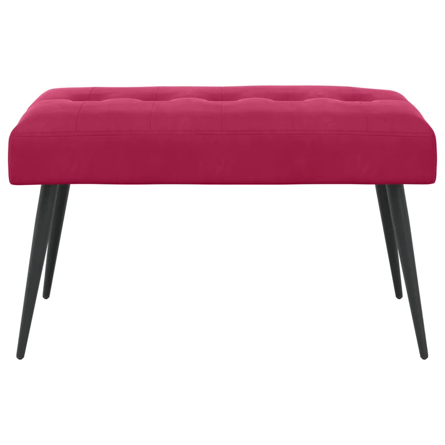 Banc avec capitonnage bouton Bordeaux 80 x 40 x 46 cm Velours - 5