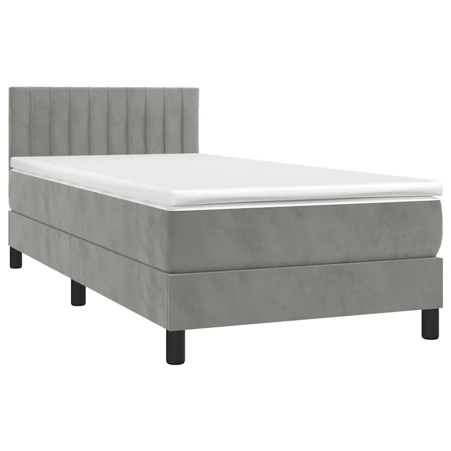 Sommier à lattes de lit et matelas Gris clair 80x200 cm Velours - 3