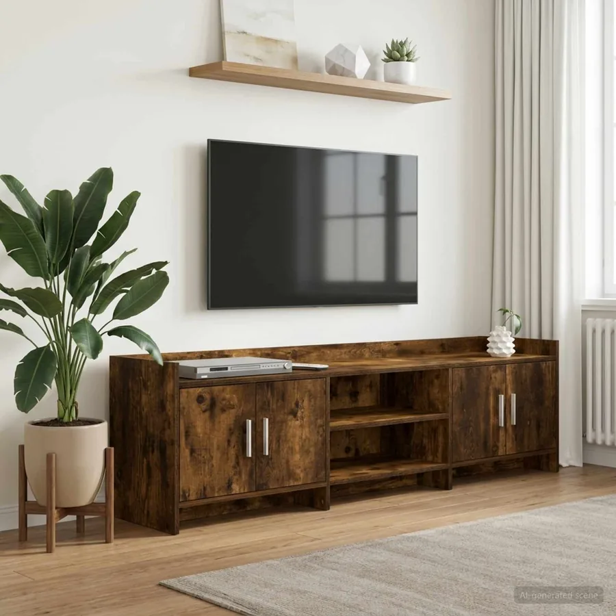 Meuble TV 168 x 33 x 47 cm Chêne fumé Bois d'ingénierie