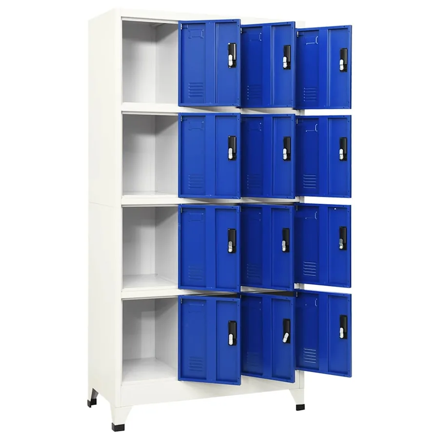Armoire à casiers Gris et bleu 90x45x180 cm Acier - 3