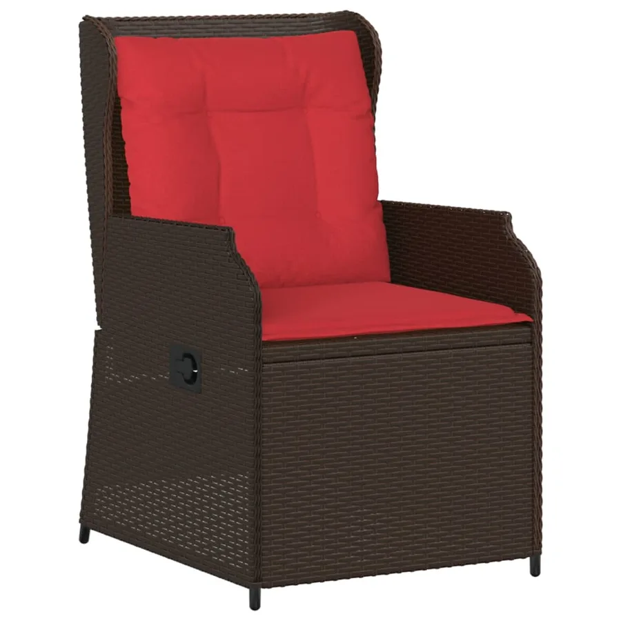 Chaises inclinables de jardin lot de 2 et coussins marron rotin - 4