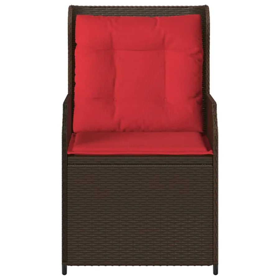Chaises inclinables de jardin lot de 2 et coussins marron rotin - 5