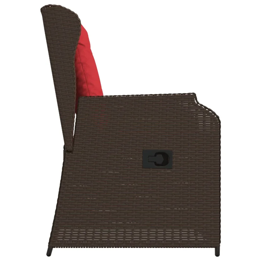Chaises inclinables de jardin lot de 2 et coussins marron rotin - 6