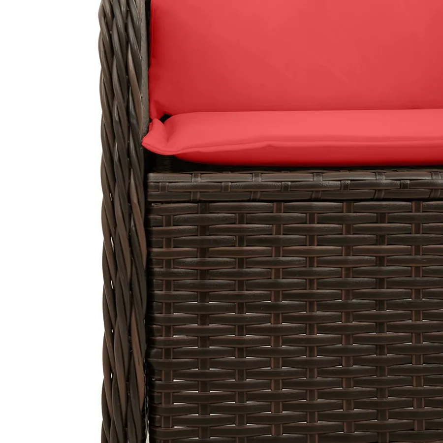 Chaises inclinables de jardin lot de 2 et coussins marron rotin - 9
