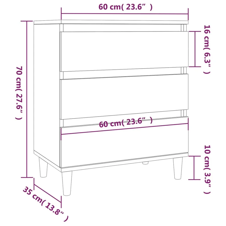 Buffet Blanc brillant 60x35x70 cm Bois d'ingénierie - 10