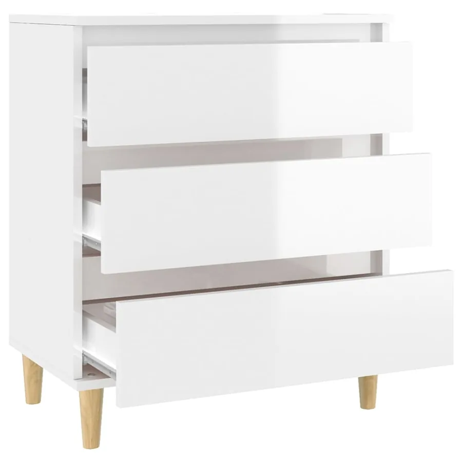 Buffet Blanc brillant 60x35x70 cm Bois d'ingénierie - 7