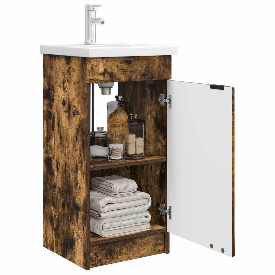 Meuble de salle de bain avec évier Chêne fumé 42 x 40 x 84,5 cm - 3