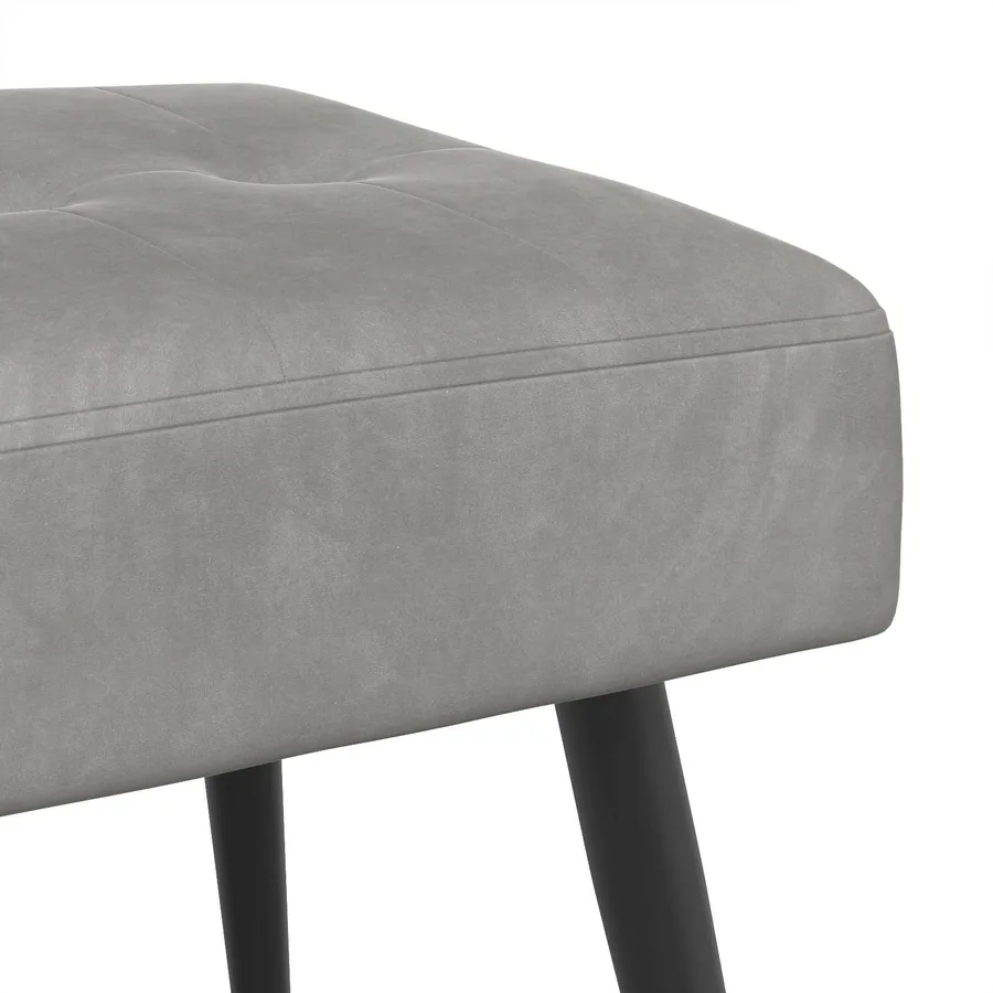 Banc avec capitonnage bouton Gris clair 80 x 40 x 46 cm Velours - 6