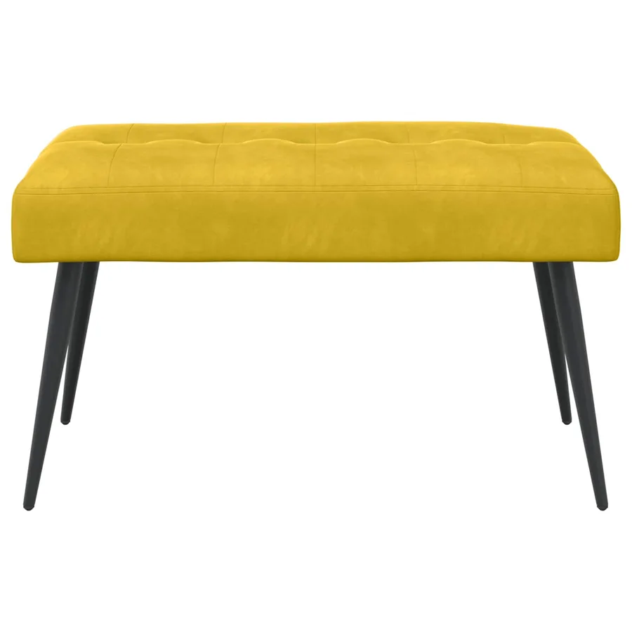 Banc avec capitonnage bouton Jaune 80 x 40 x 46 cm Velours - 5