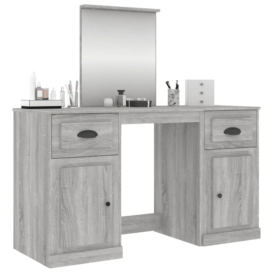 Coiffeuse avec miroir sonoma gris 130x50x132,5 cm - 4
