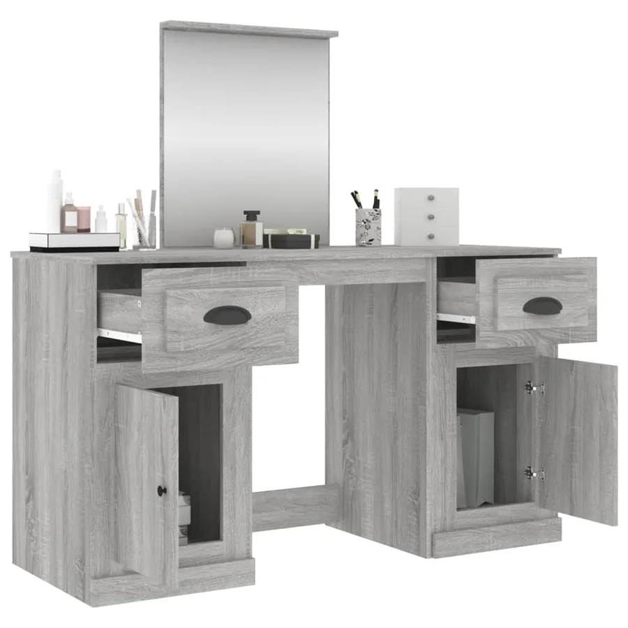Coiffeuse avec miroir sonoma gris 130x50x132,5 cm - 5