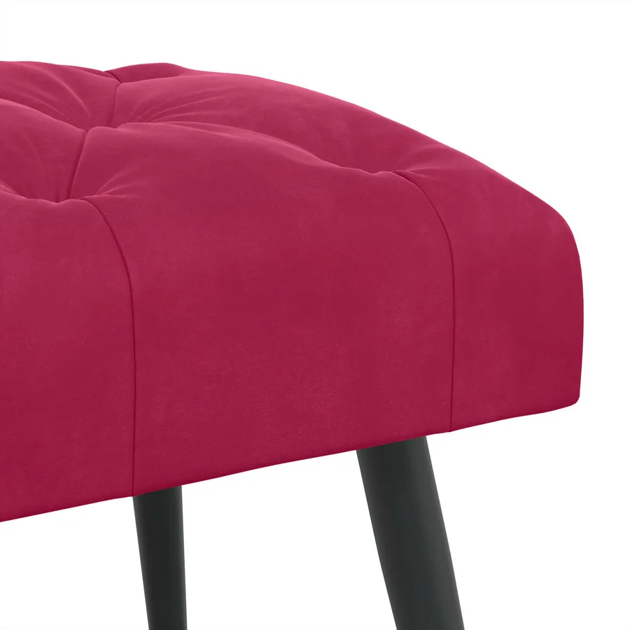 Banc avec capitonnage bouton Bordeaux 80 x 40 x 46 cm Velours - 6