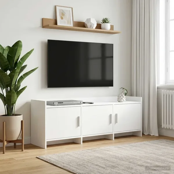 Meuble TV 130 x 33 x 47 cm Blanc Bois d'ingénierie
