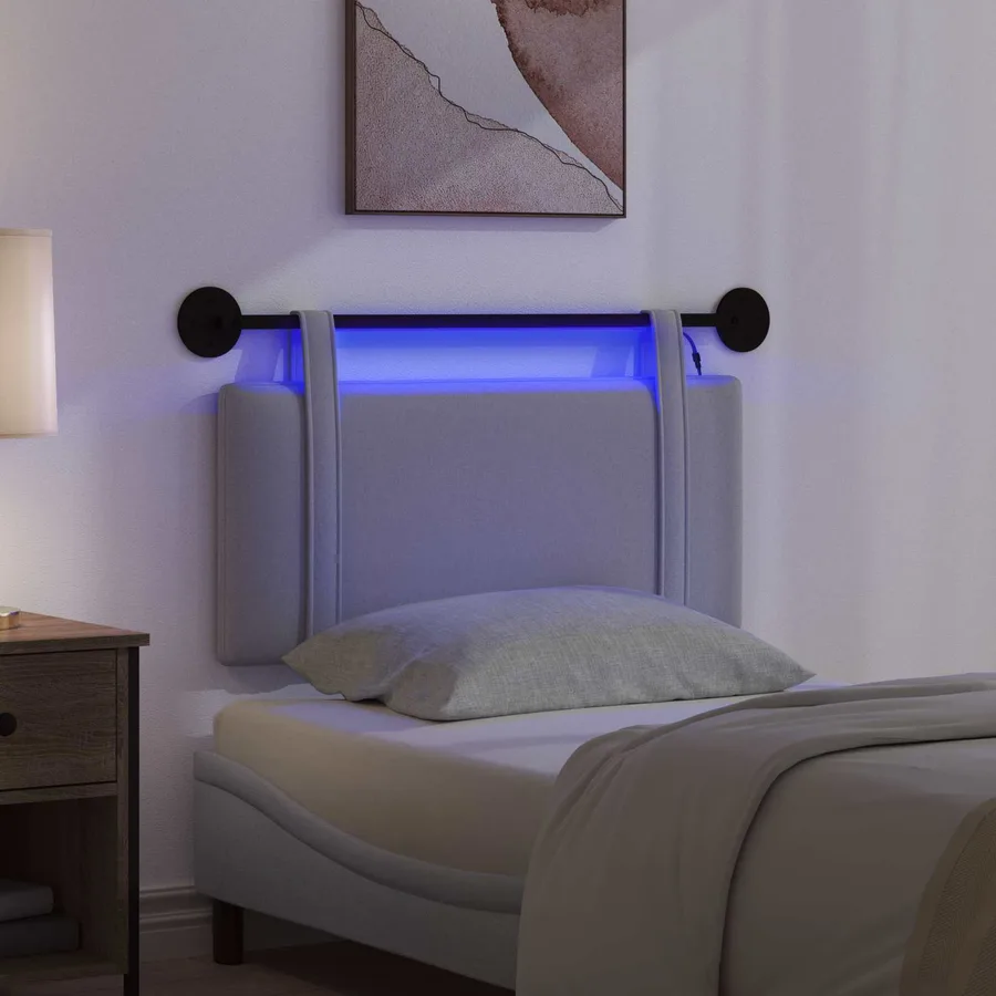 Tête de lit suspendue Avec lumière LED Gris clair Tissu - 5