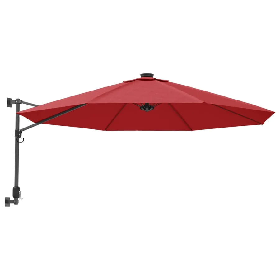 Parasol mural avec LED rouge vif 290 cm - 2