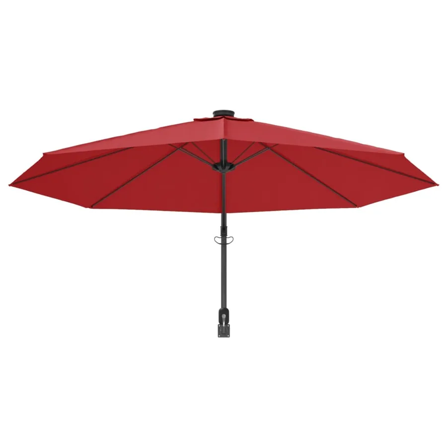 Parasol mural avec LED rouge vif 290 cm - 6