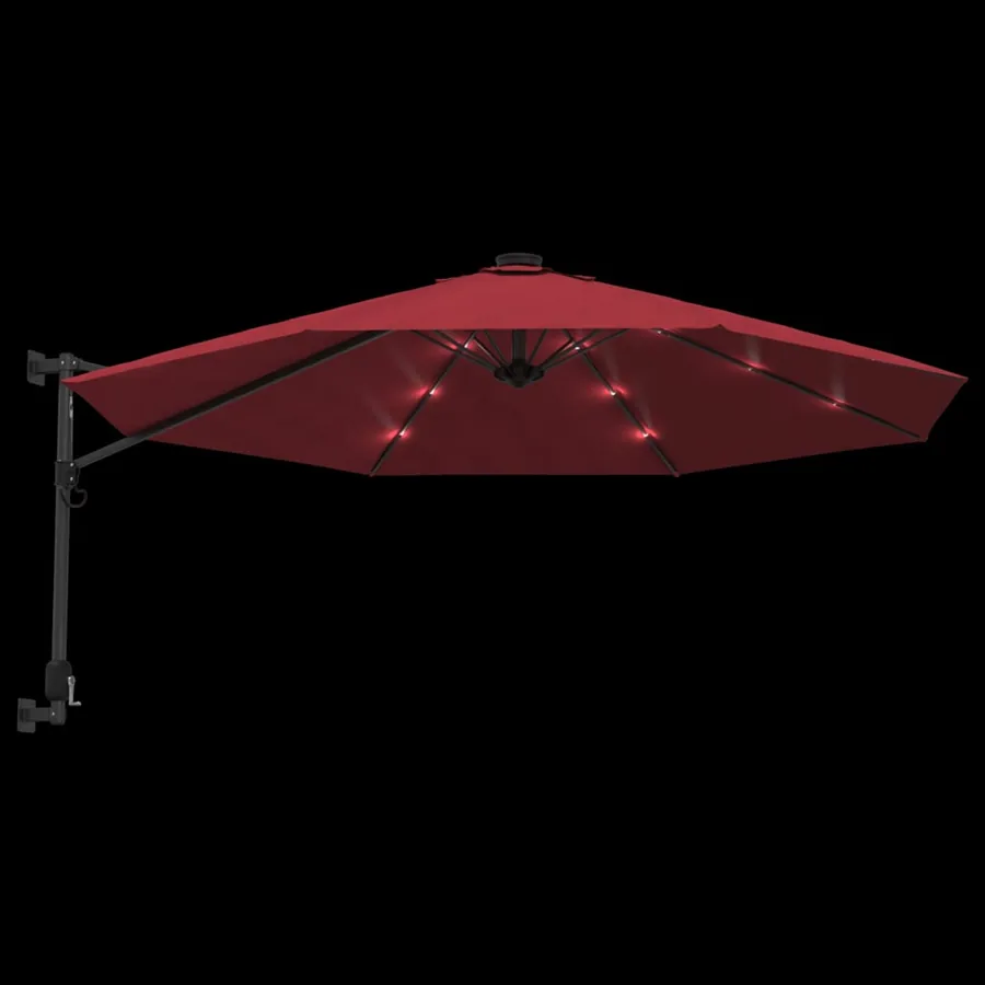 Parasol mural avec LED rouge vif 290 cm - 7