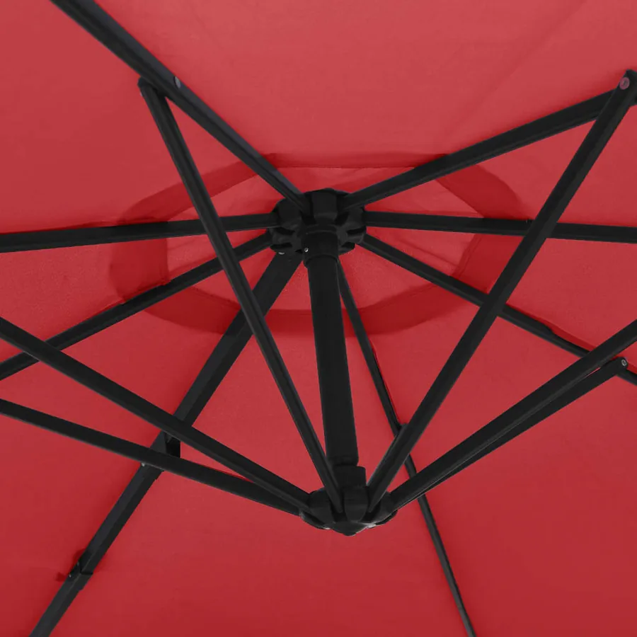 Parasol mural avec LED rouge vif 290 cm - 8