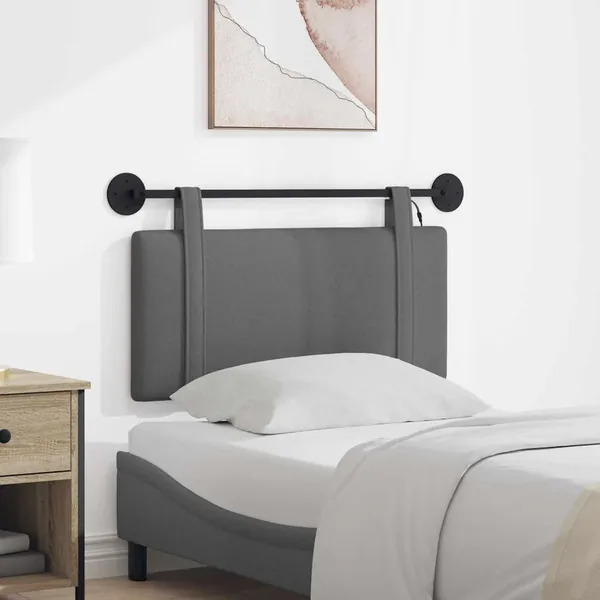 Tête de lit suspendue Avec lumière LED Gris foncé Tissu