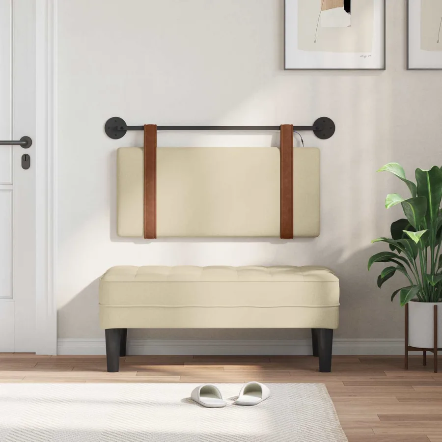 Tête de lit suspendue Avec lumière LED Crème PU antique - 3