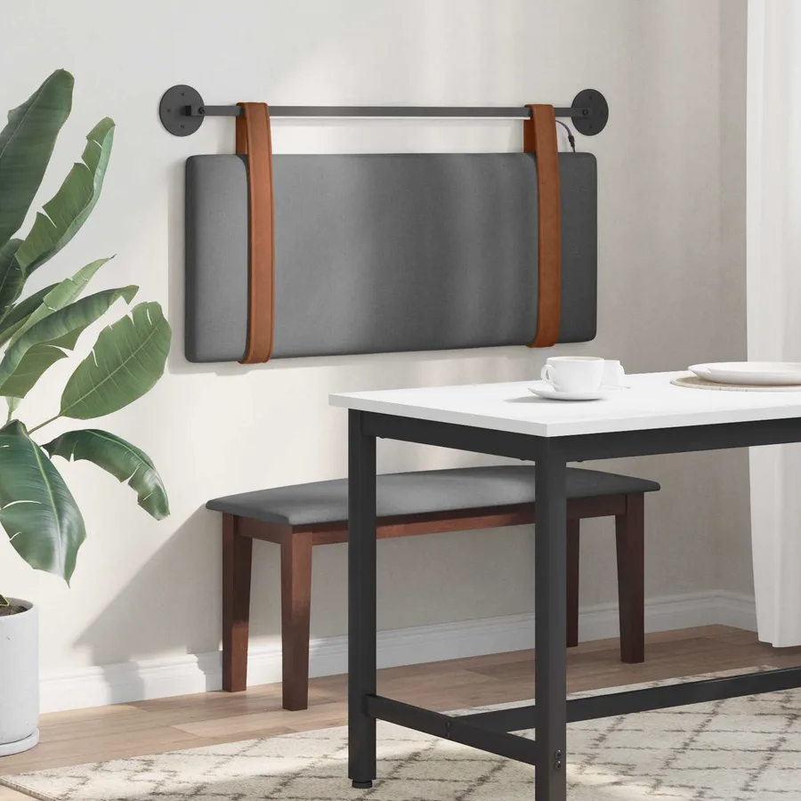 Tête de lit suspendue Avec lumière LED Gris foncé PU antique - 4