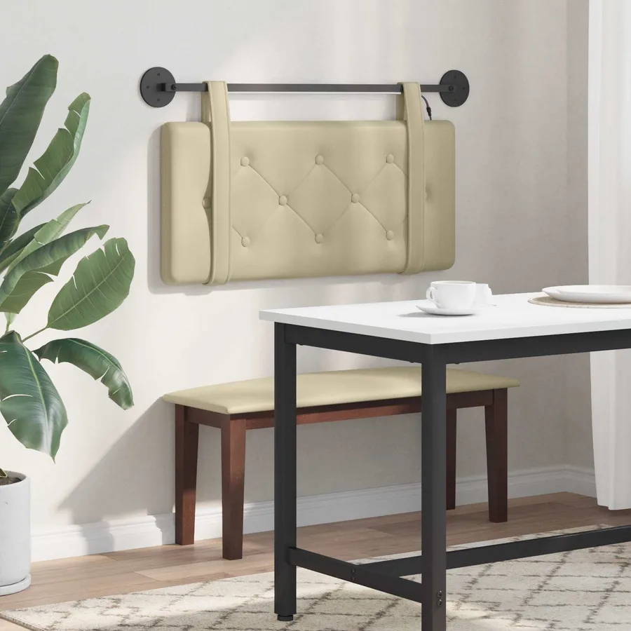 Tête de lit suspendue Avec lumière LED Crème Simili cuir - 4
