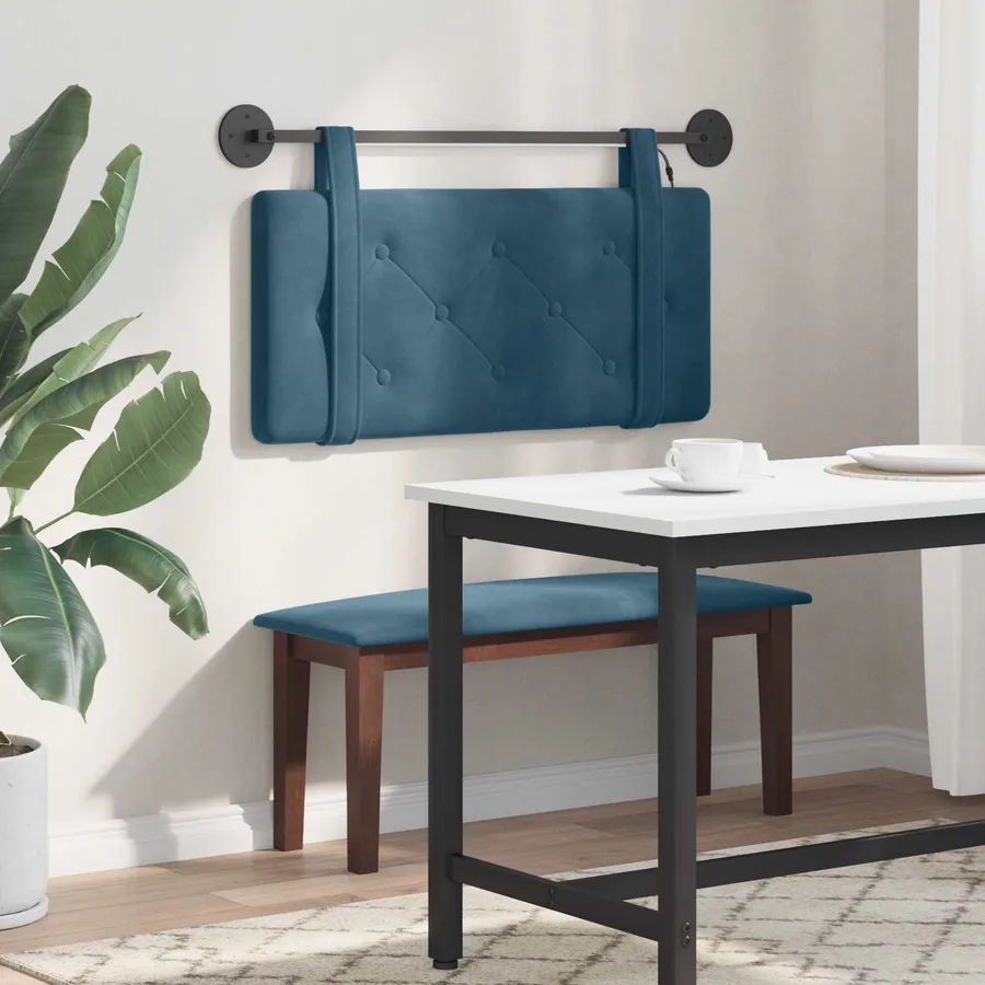 Tête de lit suspendue Avec lumière LED Bleu Velours - 4