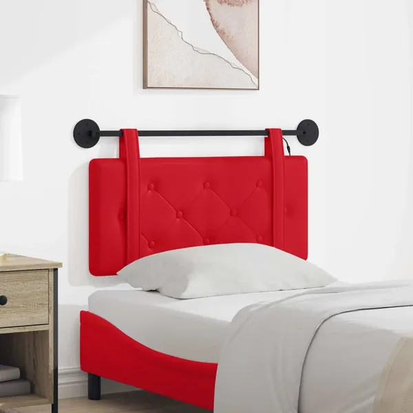 Tête de lit suspendue Avec lumière LED Rouge Simili cuir
