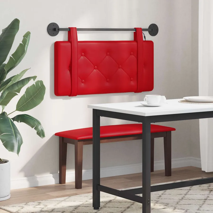 Tête de lit suspendue Avec lumière LED Rouge Simili cuir - 4