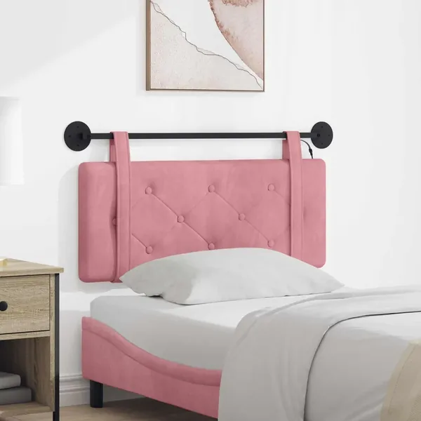 Tête de lit suspendue Avec lumière LED Rose Velours