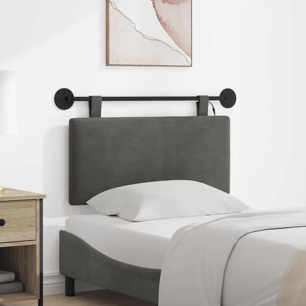 Tête de lit suspendue Gris foncé Tissu en velours côtelé