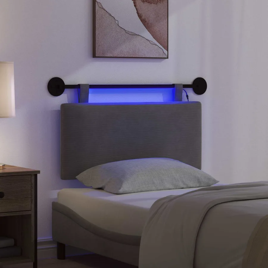 Tête de lit suspendue Gris foncé Tissu en velours côtelé - 5