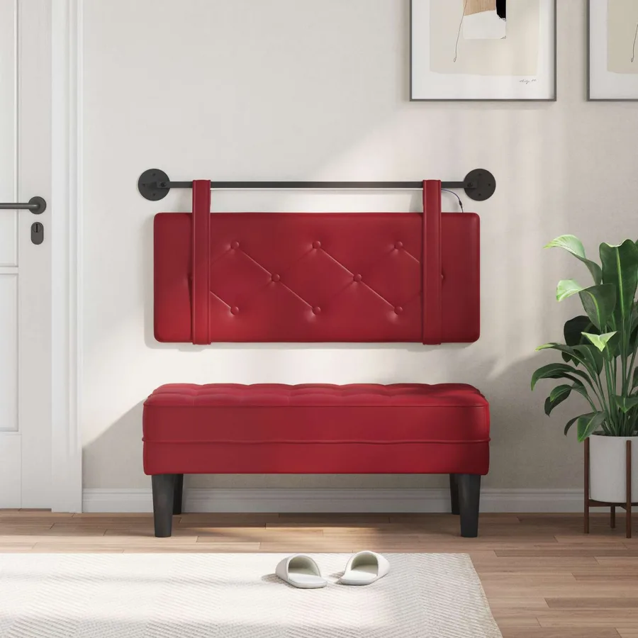 Tête de lit suspendue Avec lumière LED Bordeaux Simili cuir - 3