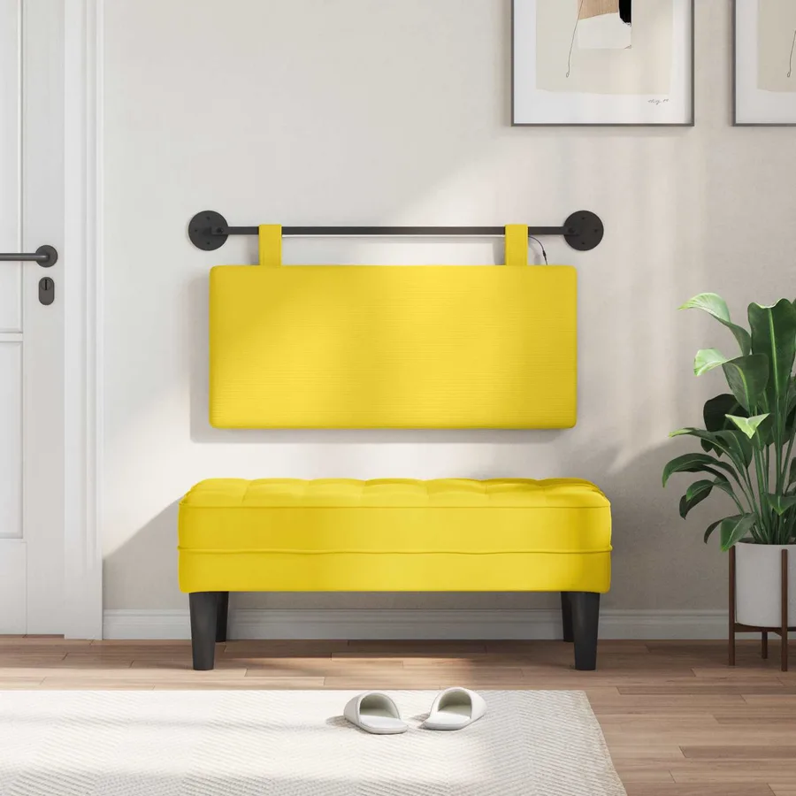 Tête de lit suspendue Jaune clair Tissu en velours côtelé - 3