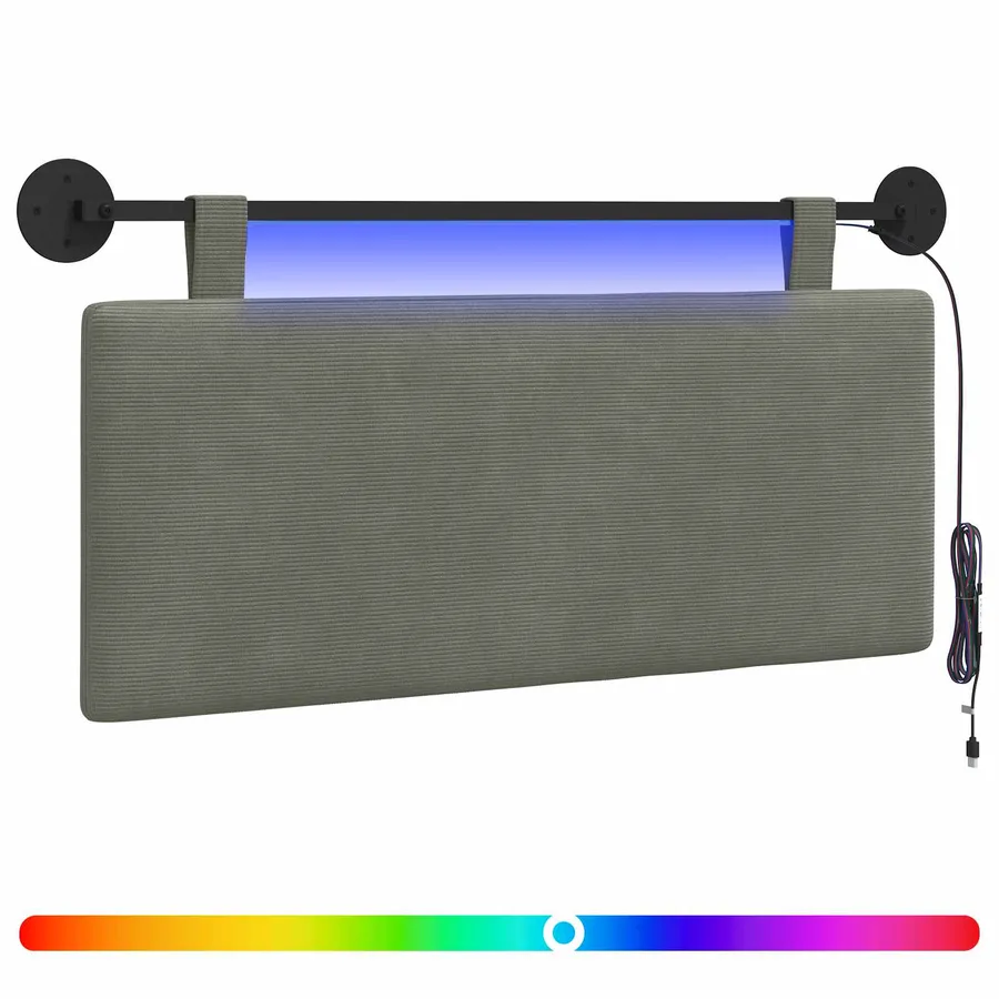 Tête de lit suspendue Gris clair Tissu en velours côtelé - 2