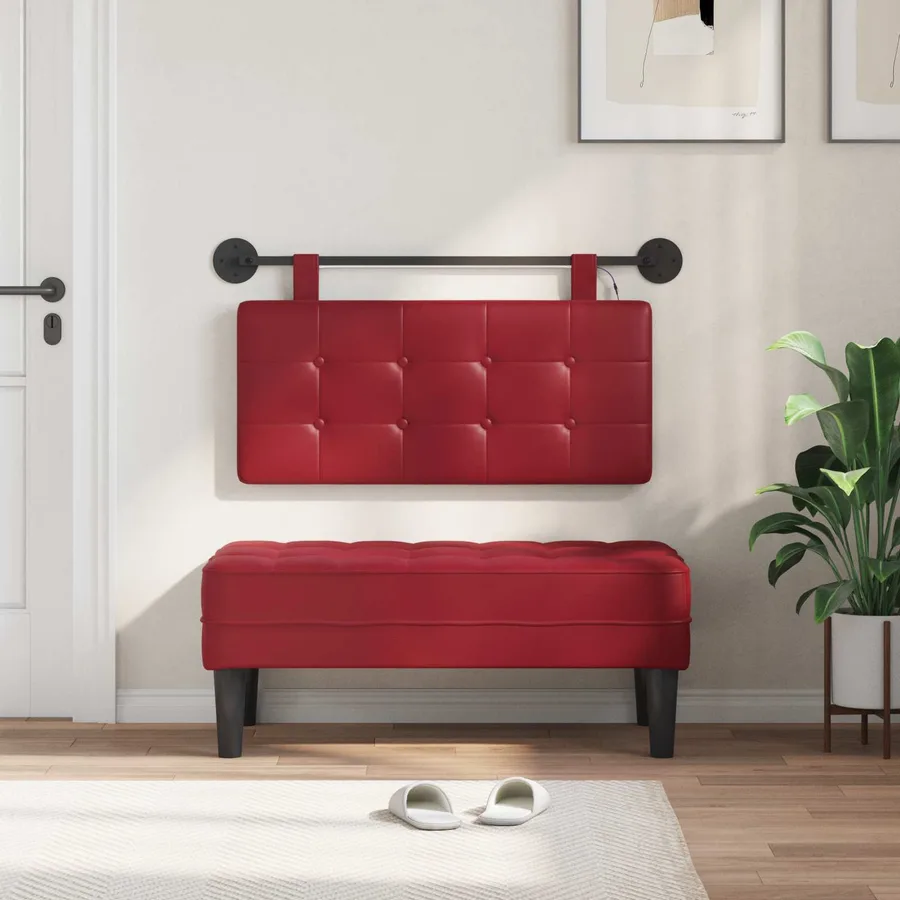 Tête de lit suspendue Avec lumière LED Bordeaux Simili cuir - 3