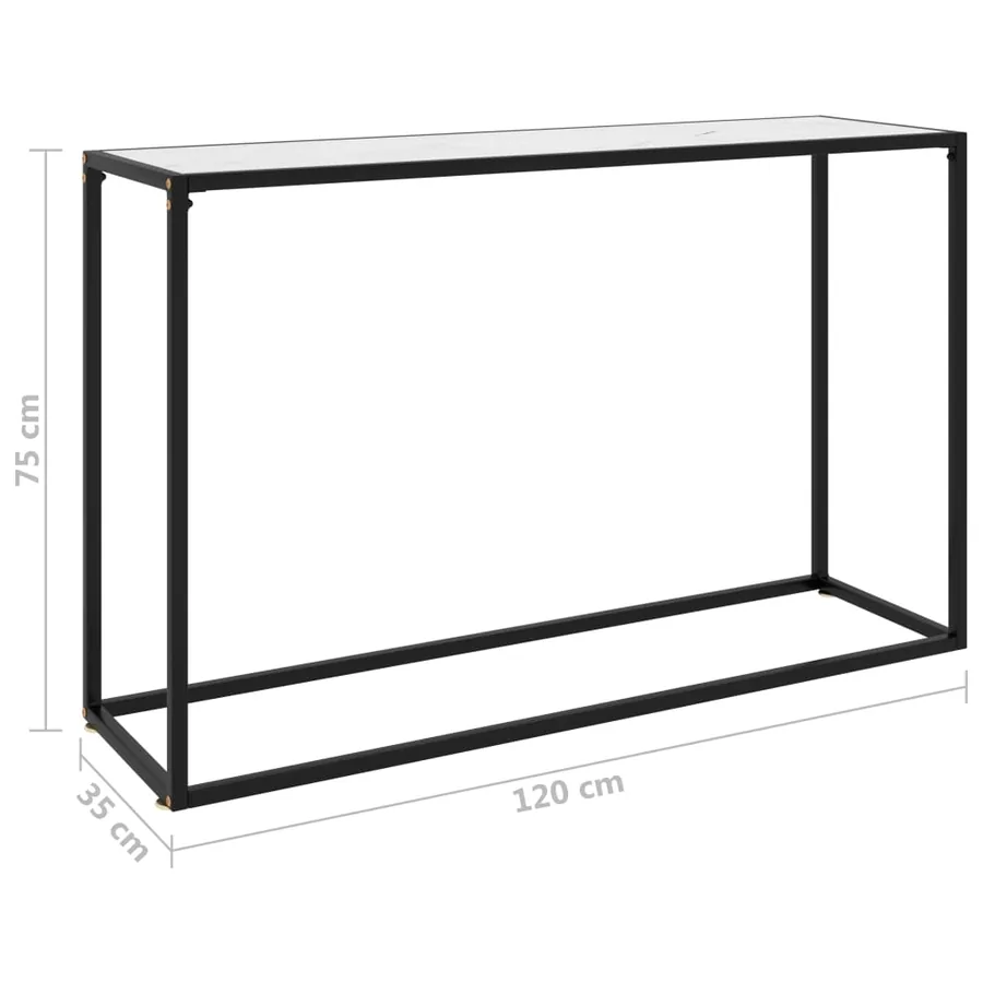 Table console Blanc 120x35x75 cm Verre trempé - 6