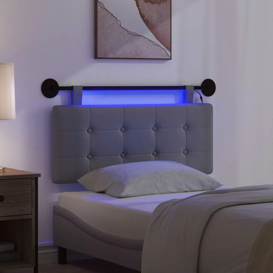 Tête de lit suspendue Avec lumière LED Gris foncé Tissu - 5